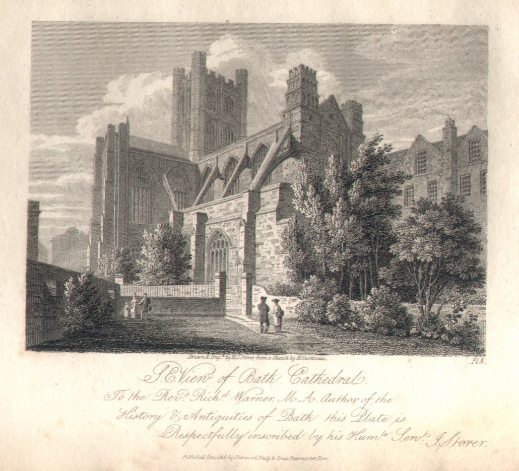 Print - S.E. View of Bath Cathedral. Pl.4 - Storer